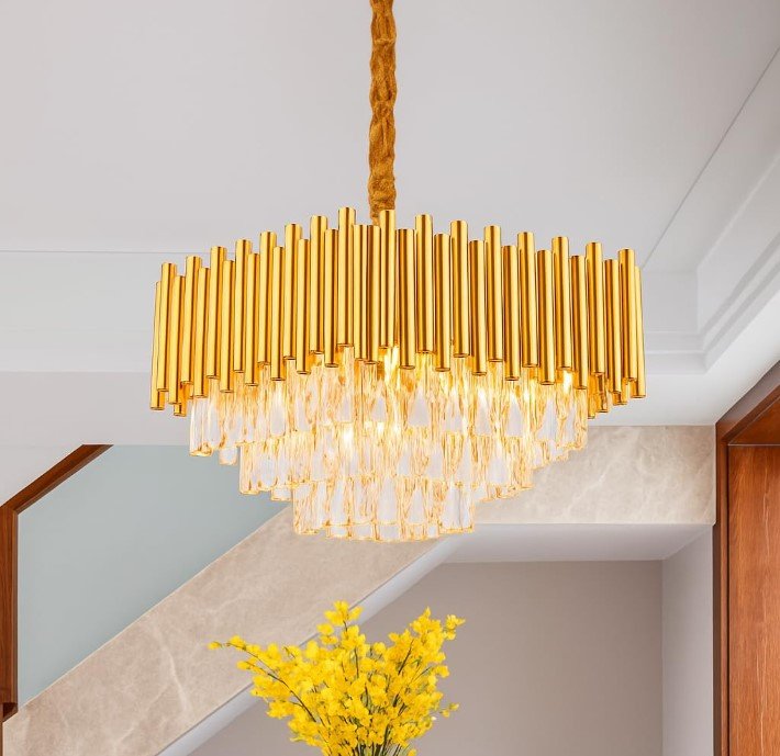 Crystal Chandeliers Gold 3-Tier